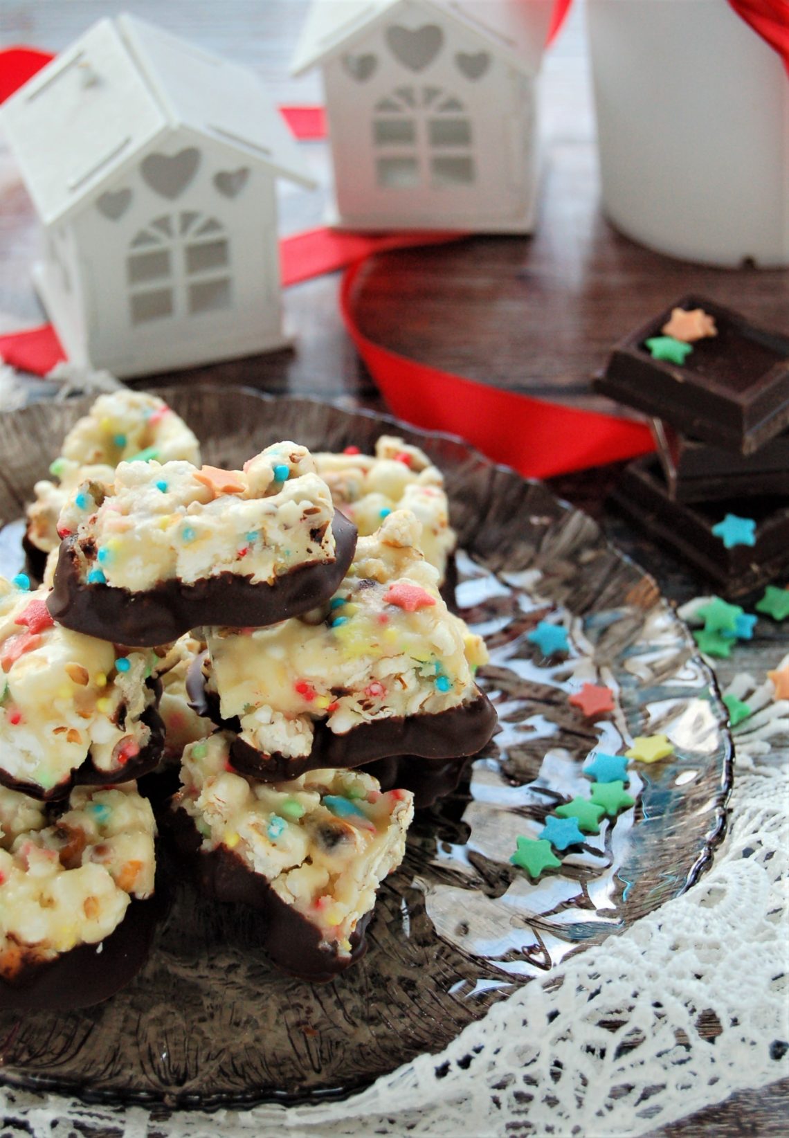 Cubotti di popcorn al cioccolato