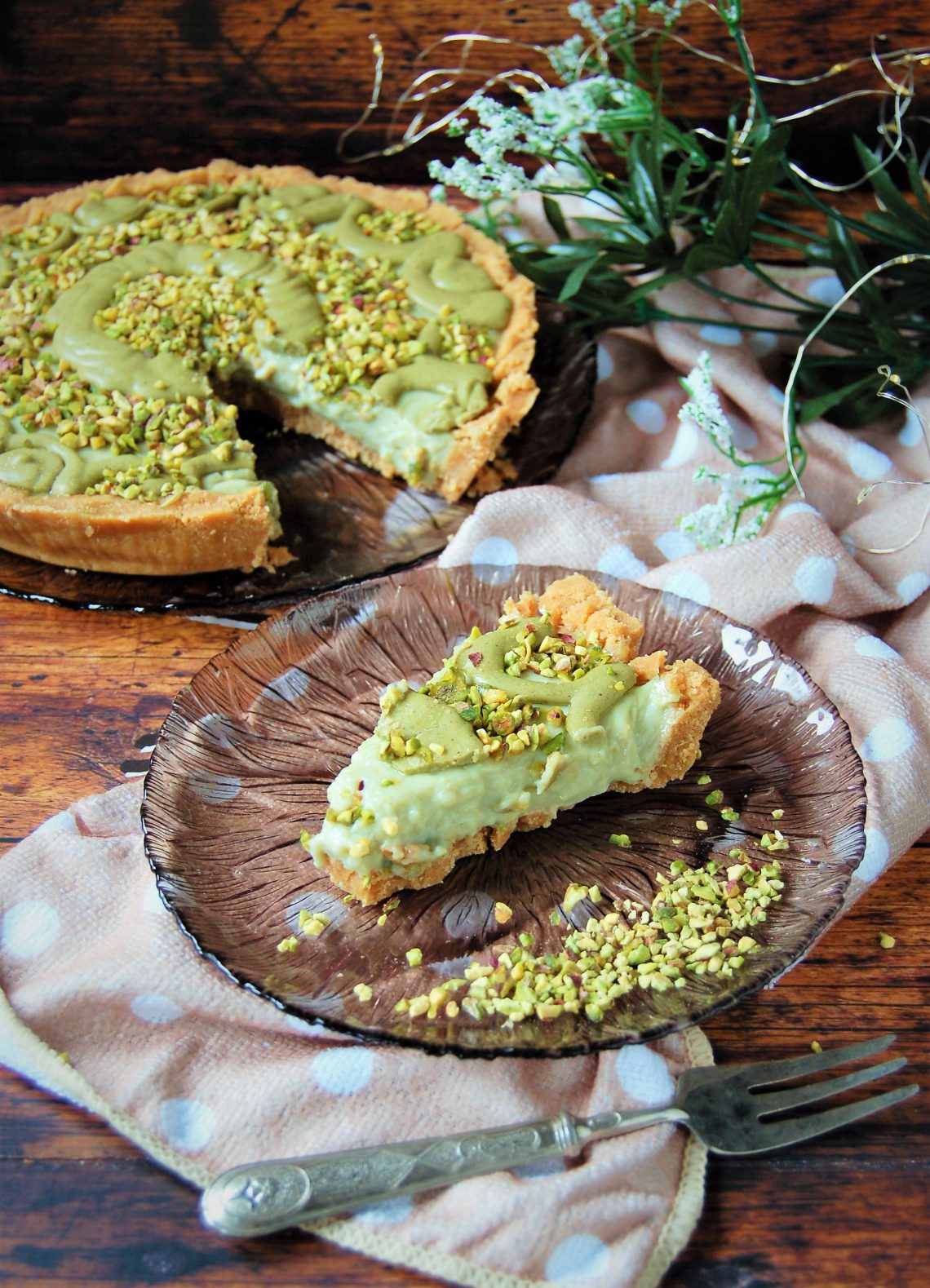 Crostata senza cottura con crema al pistacchio