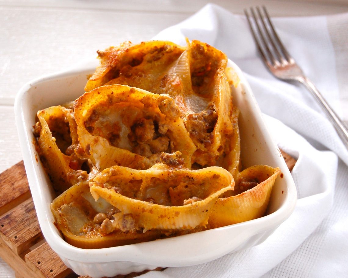 Conchiglioni al forno ripieni di zucca